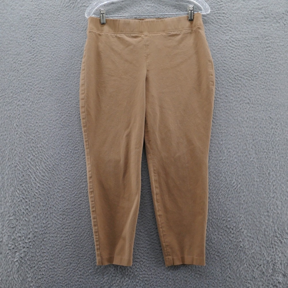 Talbots Essex Ankle Curvy Pants Womens 10P Tan Camel Pull On Tapered Slim Leg